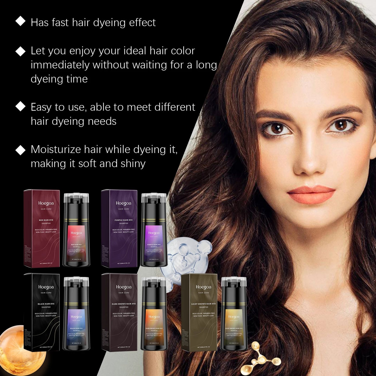 Hair Dye Shampoo for Gray White Hair Coverage 3 in 1 Light Brown DIY Herbal Ingredients Natural Hair Color Shampoo for Women Men - ShoreCo.Shop