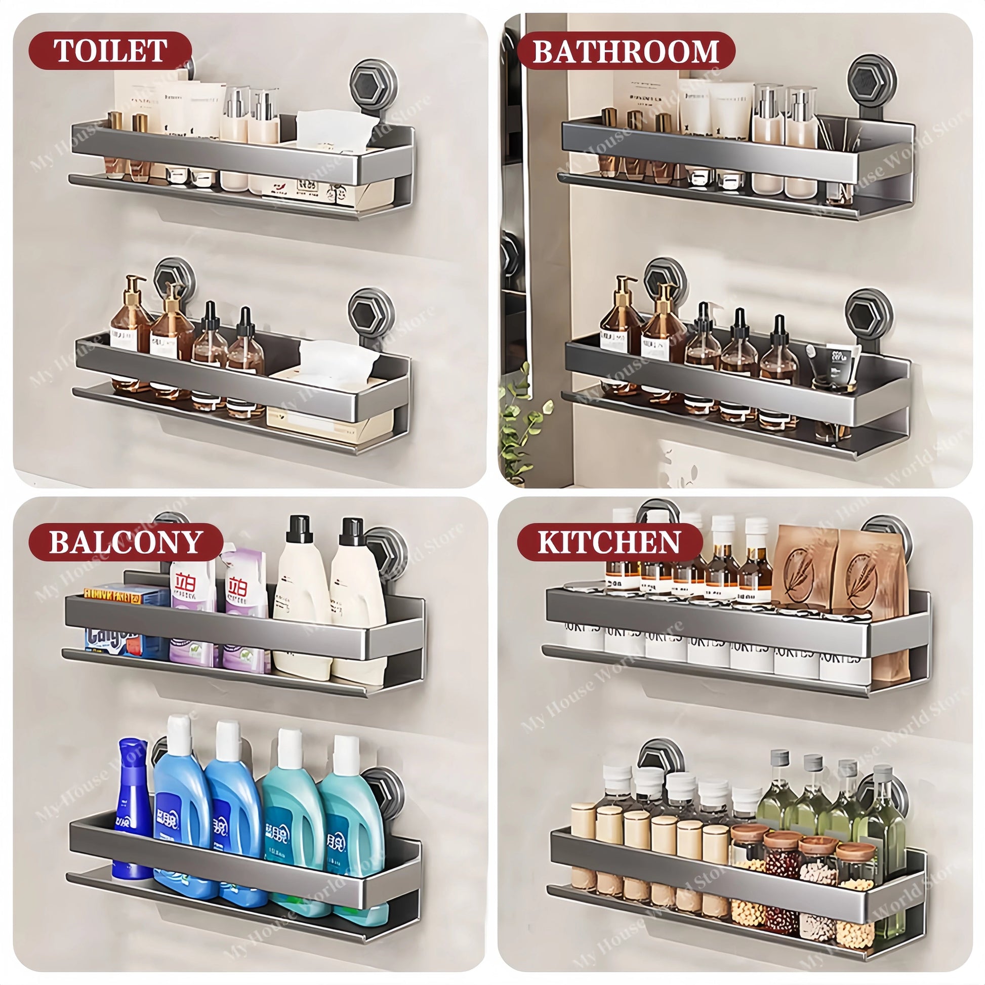 Shower Suction Cup Shelf Storage Shelf Home Organizer Shelf Holder Bathroom Organizer Suction Cup Wall Mounted Storage Rack    Home Decor Supply | Online Retail | ShoreShopper.com