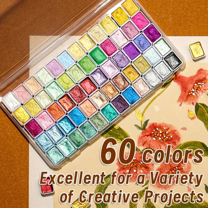 20/24/60/72 Colors Pearl Watercolor Pigment,Metallic,Shimmer,Glitter Solid Paint Mini Travel Portable Kit for Painting,Writing    Home Decor Supply | Online Retail | ShoreShopper.com