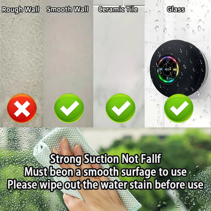 Portable Wireless Bluetooth Speaker LED Light IPX4 Waterproof Loudspeaker Outdoor Bathroom Large Suction Cup Stereo Sound Box - ShoreCo.Shop