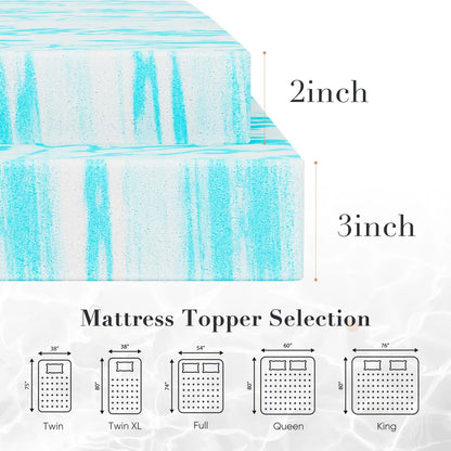 JHK 2 Inch Gel Memory Foam Mattress Topper Full Size Cooling Mattress Soft and Breathable Bed Topper School Bedroom Furniture    Home Decor Supply | Online Retail | ShoreShopper.com