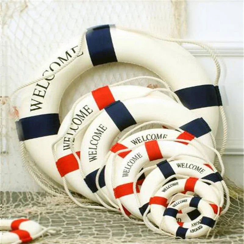 Nautical Style Welcome Decorative Red Blue Life Buoy Home Marine Beach Wall Decoration Crafts Living Room    Your Coastal Marketplace | Shoreshopper.com