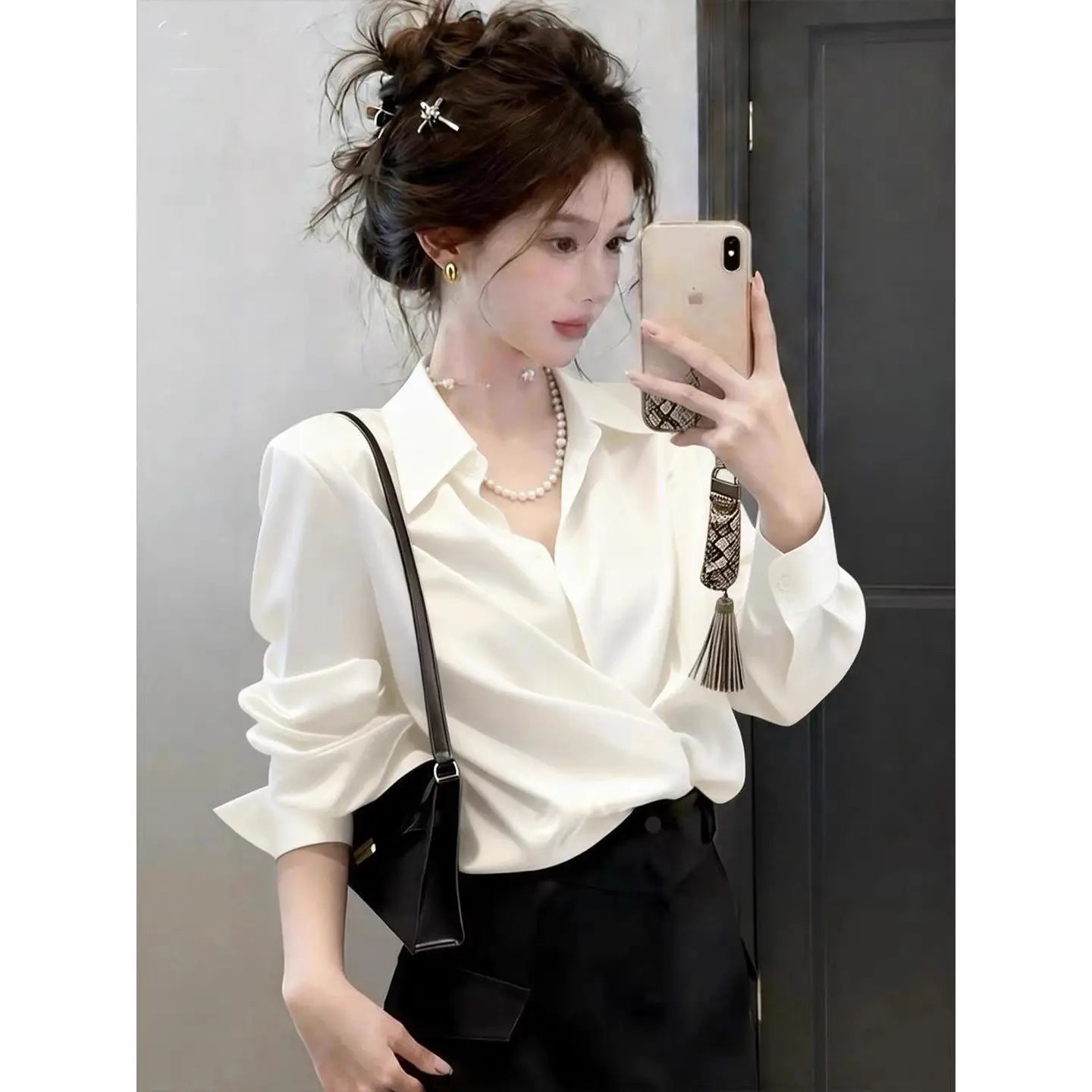 Women's Shirts & Blouses Spring Summer New Long Sleeve Button Up White Satin Top Thin Office Lady Work Wear Female Clothing Hot    Your Coastal Marketplace | Shoreshopper.com