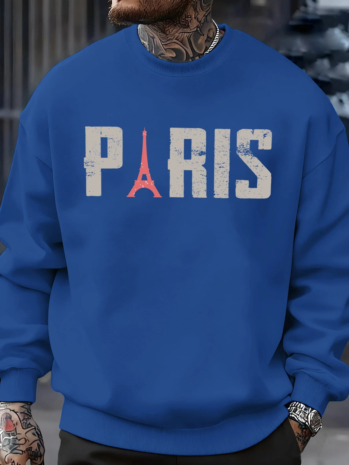 Famous Paris Tower Pattern Sweatshirt Men O-Neck Clothes Autumn Fleece Retro Pullover Loose Unisex Colour Fashion Streetwear    Home Decor Supply | Online Retail | ShoreShopper.com