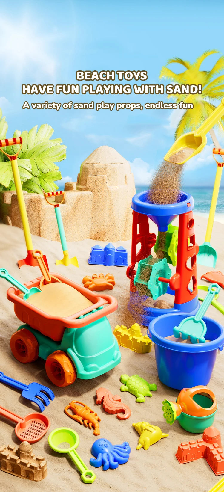 Beach Toys for Kids Sand Toys 31pieces Set Sand Bucket Shovel Rake Toys for Beach Sea Animal Molds Travel Sandbox Toys for Toddl    Your Coastal Marketplace | Shoreshopper.com