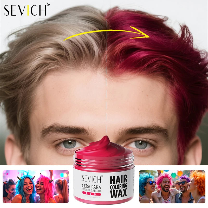 SEVICH Hair Colour Wax Temporary DIY Hair Coloring Wax One-Time Long Lasting Hair Dye Mud Cream Christmas Hair Styling Products - ShoreCo.Shop