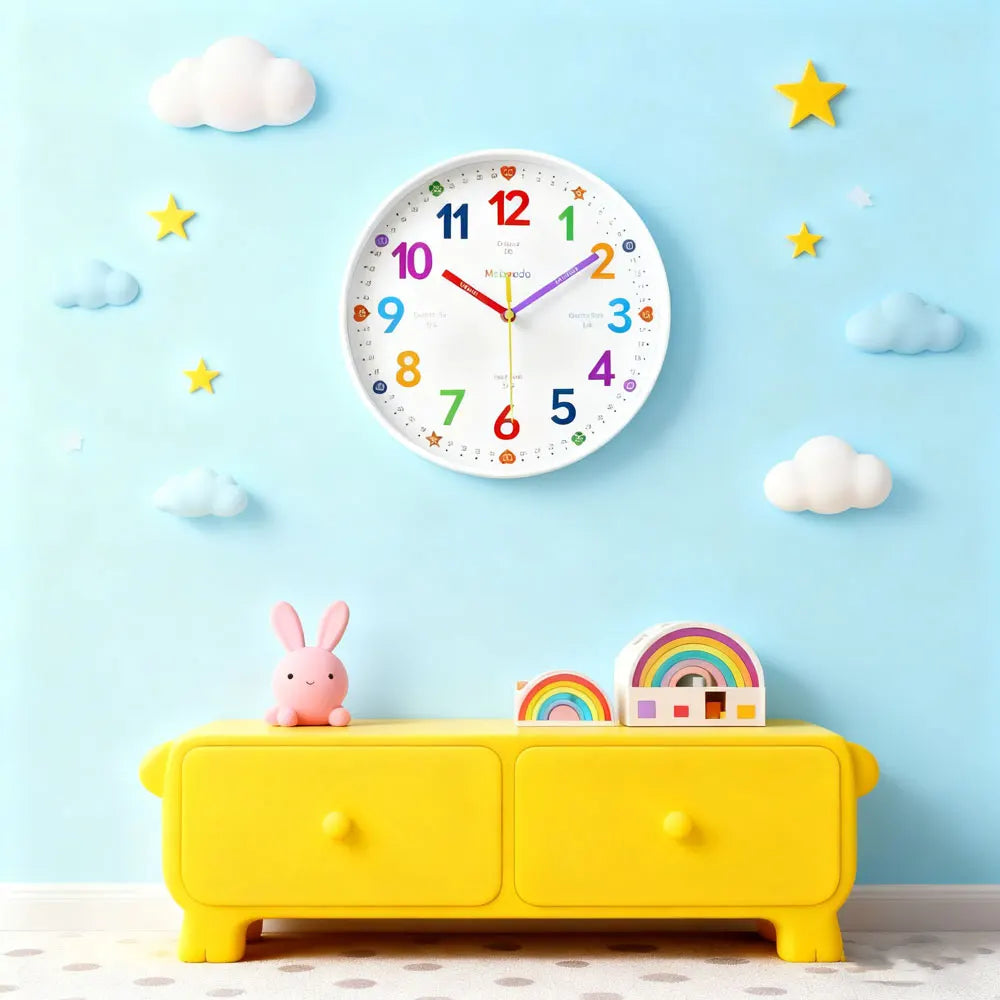 Early Education Wall Clock Colorful Number Kids Learning Time for School Classroom Bedrooms Silent Analog Clock 8/10/12 Inch    Home Decor Supply | Online Retail | ShoreShopper.com