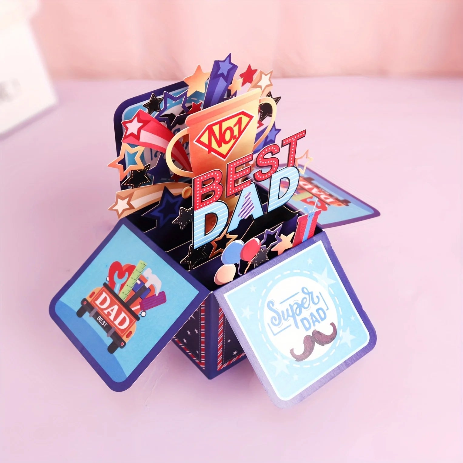 1pc, Father'S Day, Pop-Up Greeting Card Box for Dad'S Birthday, Best Dad Folded 3D Craft Surprise Gift Card for Father'S Day    Your Coastal Marketplace | Shoreshopper.com