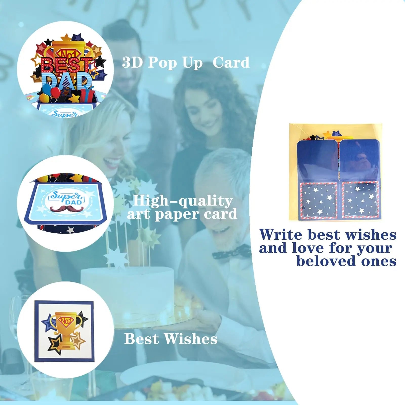 3D Pop Up Father's Day Card Handmade Best Dad Birthday Gift with Note & Envelope - Thank You Card for Dad from Daughter Son    Your Coastal Marketplace | Shoreshopper.com