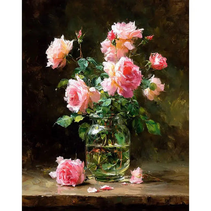 CHENISTORY Painting By Number Pink Flower Drawing On Canvas Hand Painted DIY Picture By Numbers Home Decoration    Home Decor Supply | Online Retail | ShoreShopper.com