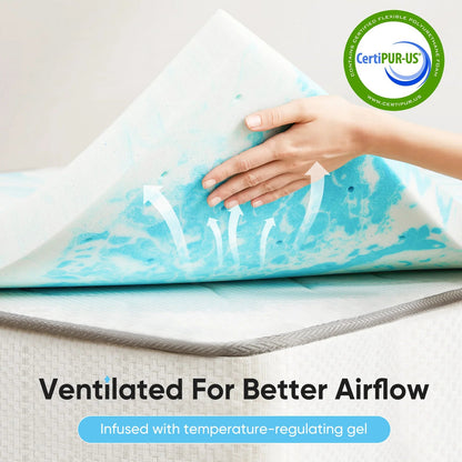 JHK 2 Inch Gel Memory Foam Mattress Topper Full Size Cooling Mattress Soft and Breathable Bed Topper School Bedroom Furniture    Home Decor Supply | Online Retail | ShoreShopper.com