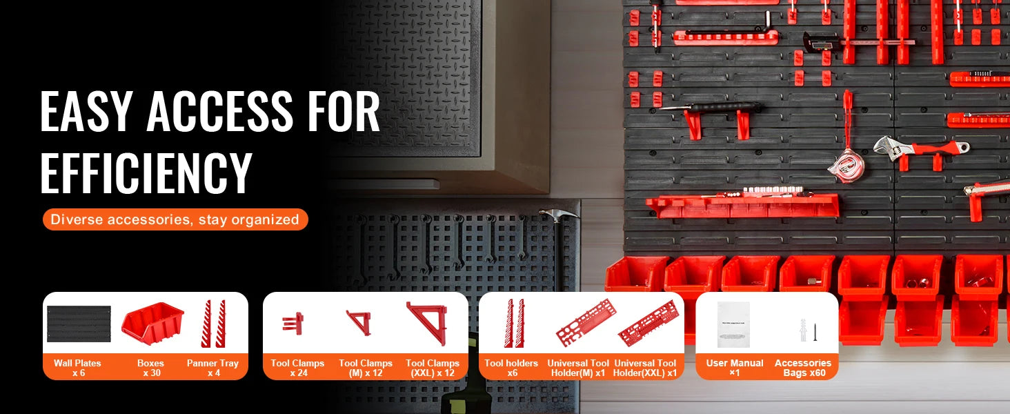 SucceBuy 30Bin Wall Mounted Storage Bins Parts Rack Organizer Garage with Wall Panels Hooks Plastic Shop Tool for Screw Nails    Home Decor Supply | Online Retail | ShoreShopper.com
