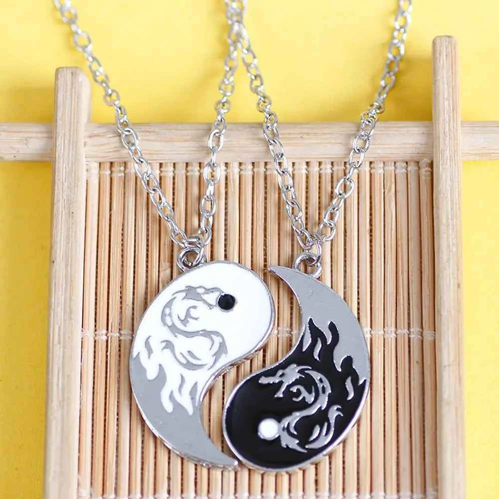 Style For Best Friends Women Fashion Jewelry Lovers Men Couple Necklace Yin Yang Necklace Clavicle chain Gossip Dragon Pendant