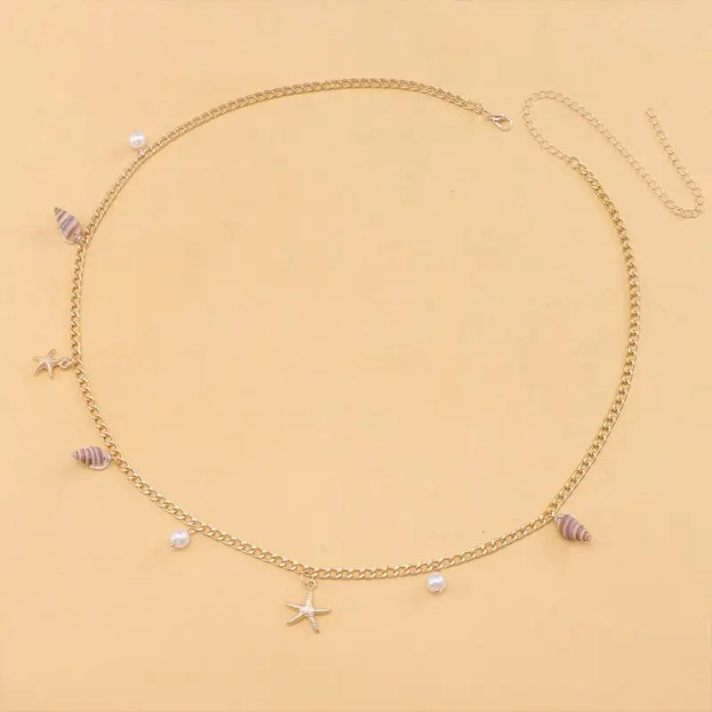 1Pc Boho Beach Shells Waist Chain Women's Starfish Pearl Tassel Pendant Belt Vacation Style Versatile Match Gift Accessories    Your Coastal Marketplace | Shoreshopper.com