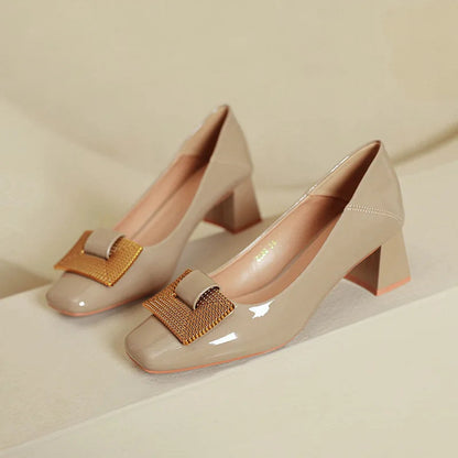Women's Shoes 2025 New Summer Thick Heels Non Slip High Heels Women Square Head Elegant Middle Wedding Pumps High Quality    Your Coastal Marketplace | Shoreshopper.com