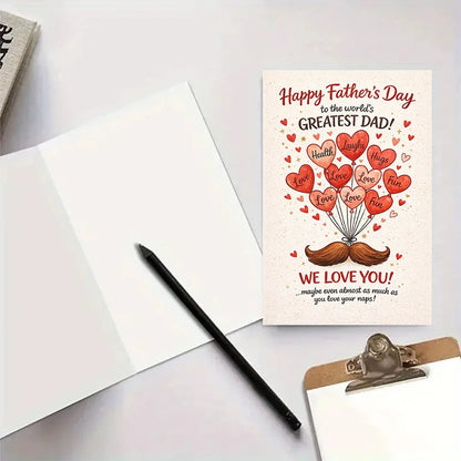 Father's Day greeting card, dedicated to the best dad in the world - fun beard design with hugs, laughter, and health wishes    Your Coastal Marketplace | Shoreshopper.com