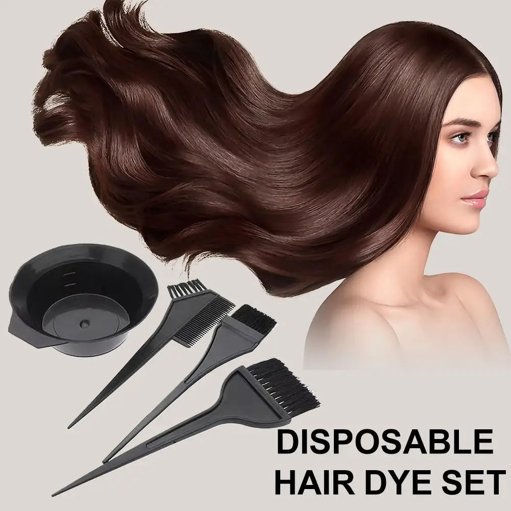 4Pcs Home Salon Hair Dyeing Brush Set Hair Dyeing Cream Bowl Coloring Brush Comb Kits Hair Tint Applicator Barber Styling Tool - ShoreCo.Shop