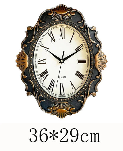14" Vintage European Court elegance classical Style Wall Clock with Electroplated Black Gold/Silver & Roman Numerals for bedroom    Home Decor Supply | Online Retail | ShoreShopper.com
