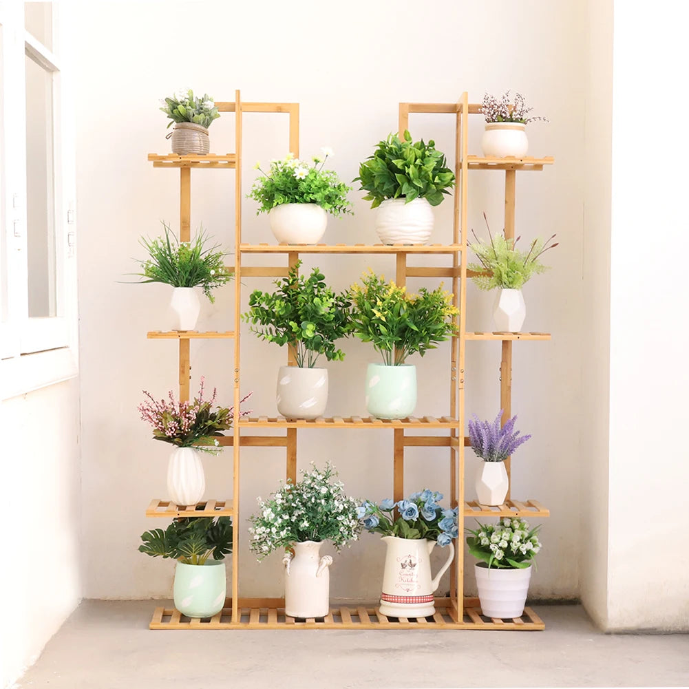 Multi-Tiered Bamboo Plant Stand Indoor Outdoor Flower Pot Holder Rack for Garden Balcony Living Room    Home Decor Supply | Online Retail | ShoreShopper.com