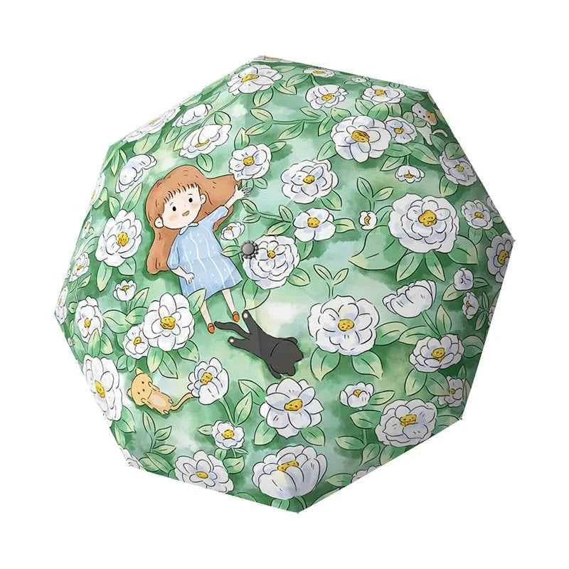 Umbrella for Both Sunny and Rainy Use UV Resistant Umbrella Windproof Strong Umbrellas Parasol Manual Kids Students