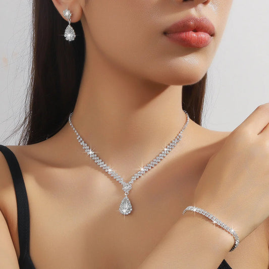 Wedding Jewelry Set for Women, Earrings, Necklace, Bracelet, Three-Piece Bridal Jewelry Set, Luxurious and High-End Accessories    Home Decor Supply | Online Retail | ShoreShopper.com