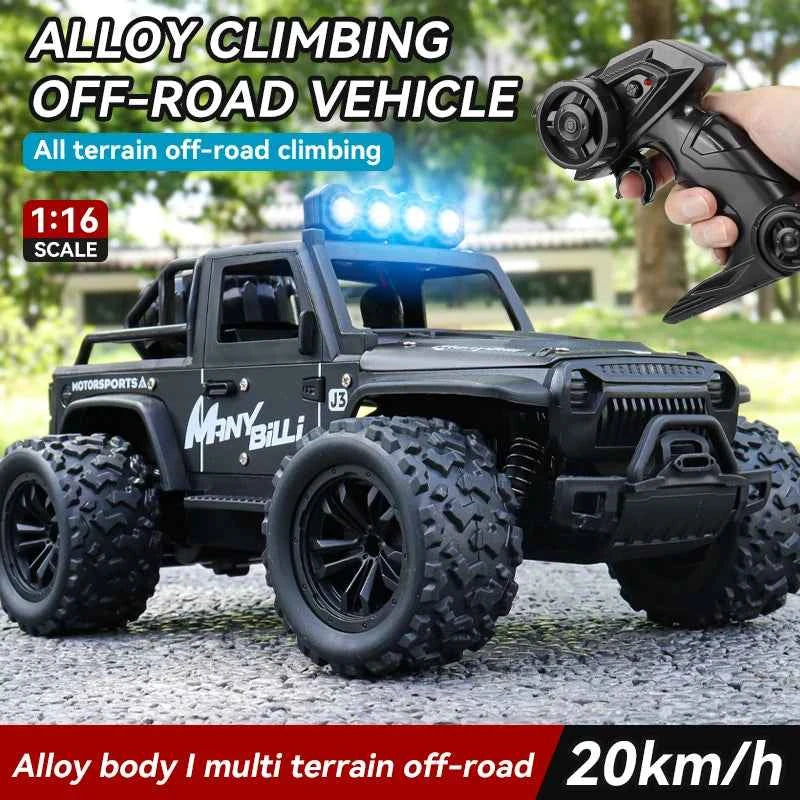 RC Off road Truck 1/16 4WD RTR Durable Beginner All Terrain RC Car High Speed 20Km/h Remote Control Monster Truck Adult Gift Toy