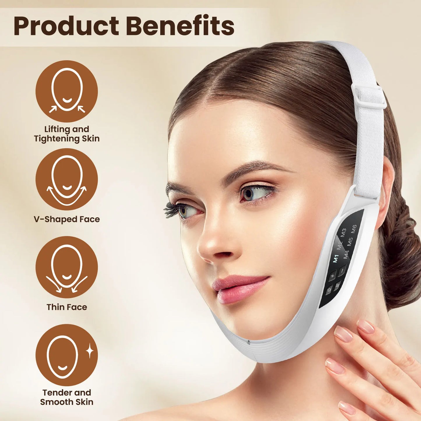 Electric V Face Lifting Beauty Device 6 Modes 8 Levels EMS Micro-current Firming Facial Massager Double Chin Removal Skin Care - ShoreCo.Shop