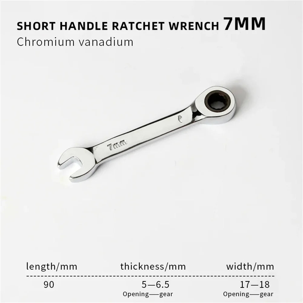 6-19mm Short Handle Quick Ratchet Wrench 72 Teeth Multi Functional Portable Short Dual-use Plum Blossom Small Wrench Hand Tools    Home Decor Supply | Online Retail | ShoreShopper.com