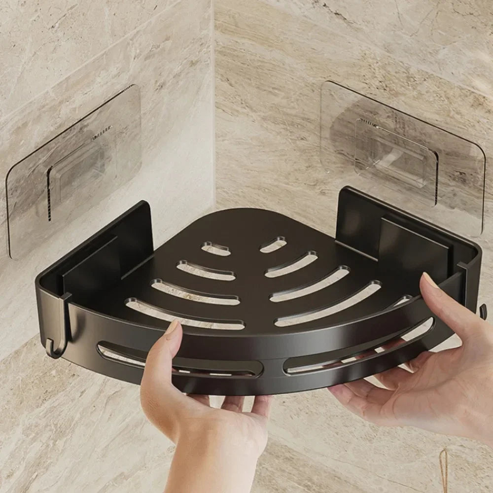 Bathroom Shelves Organizer No Punching Required Kitchen Corner Shelf Racks Shampoo Makeup Storage Holder Shower Towel Caddy Rack    Home Decor Supply | Online Retail | ShoreShopper.com