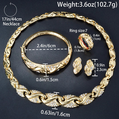 Dubai 18K Gold Plated Jewelry Set Women Luxurious Necklace Earrings Bracelet Ring 4pcs Bride Wedding Party Jewelry Set Gift    Home Decor Supply | Online Retail | ShoreShopper.com