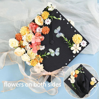 Headwear Doctor Flowers Graduation Cap Bachelor Master Trencher Cap Fringe Charm Ornament Mortar Board University    Your Coastal Marketplace | Shoreshopper.com