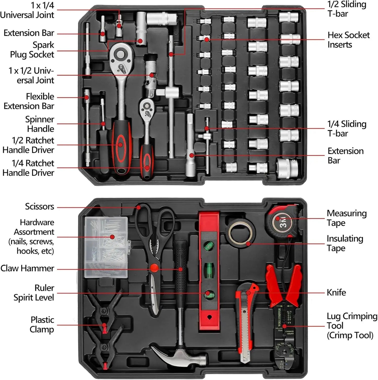 799pcs Tool Set Home Repair Tool kit with Trolley Case Mechanic Wrenches Socket Hand Tools for Daily Use Househould Work Repair - ShoreCo.Shop