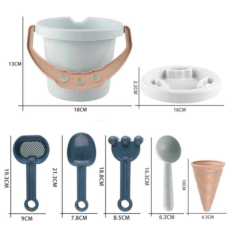 9 pieces beach toys beach bucket set A bucket, filter, accessories for homemade ice cream Can make ice ball Beach travel to