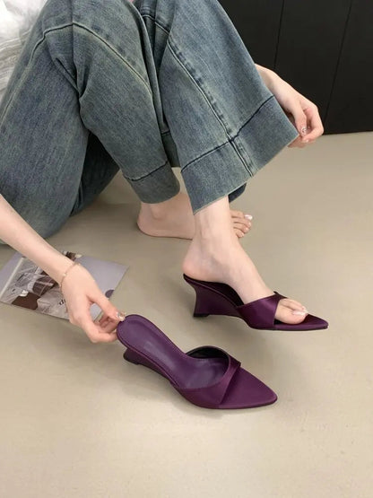 Women's Slippers Fashion 2026 Summer Elegant High Heels Outdoor Banquet Wedge Heel Pointed Toe Girls Women's Shoes 2018    Your Coastal Marketplace | Shoreshopper.com