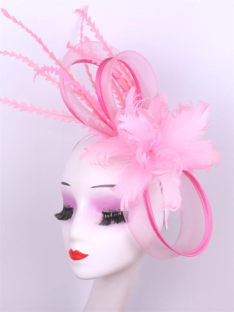 Light blue feather headwear, women's formal event Derby headwear, elegant ladies' hat, fashionable wedding headwear hat    Your Coastal Marketplace | Shoreshopper.com