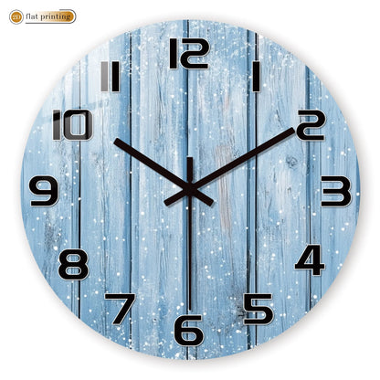 Rustic Blue Wooden Plank Wall Clock with Snowflakes, Winter Theme Home Office Decor, Silent Quartz Movement Decorative Design    Home Decor Supply | Online Retail | ShoreShopper.com