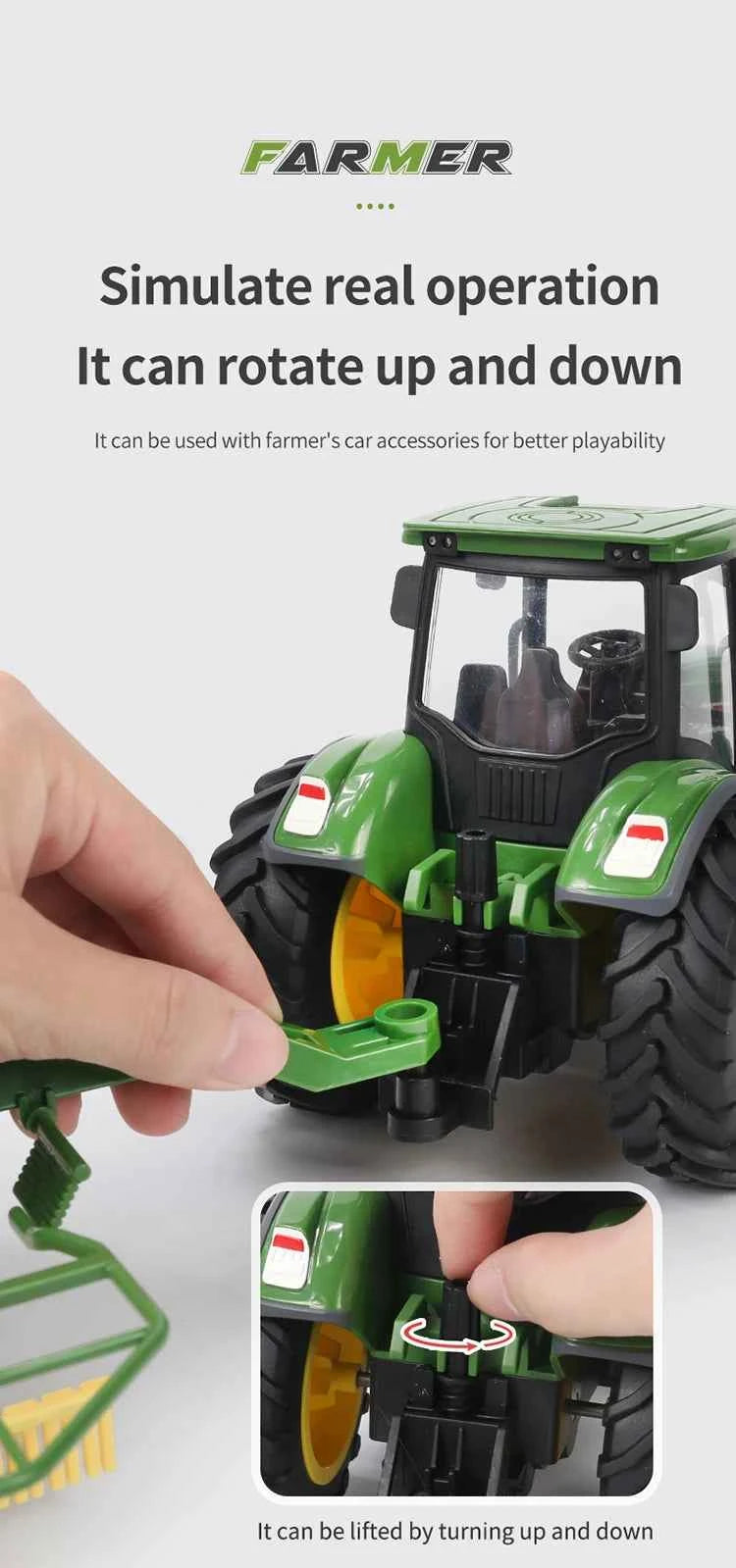 RC Farm Tractors Car 1/24 Radio Controlled Cars and Trucks 2.4G with Light Simulated Engineering Truck Model Toys for Children