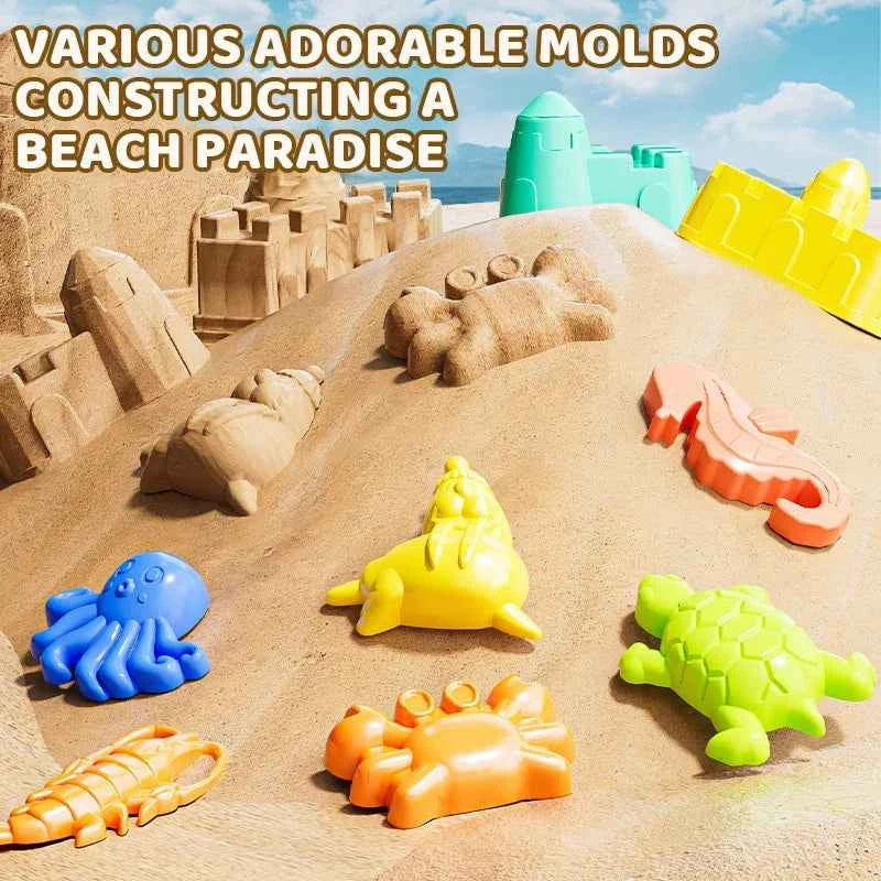 Beach Toys for Kids Sand Toys 31pieces Set Sand Bucket Shovel Rake Toys for Beach Sea Animal Molds Travel Sandbox Toys for Toddl