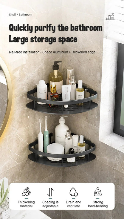 Bathroom Shelves Wall Mounted Non perforated Bathroom Shelf Shower  Storage Shelf  Kitchen Organizer  Bathroom Corner Shelf    Home Decor Supply | Online Retail | ShoreShopper.com