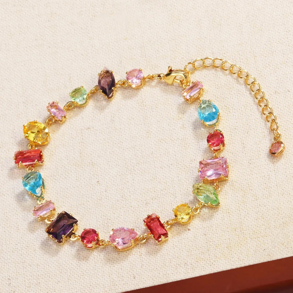 Brand 18K Gold Plated New Luxury Colourful Crystal Zircon Necklace For Women Fashion Party Jewelry Accessories Ladies Jewellery    Home Decor Supply | Online Retail | ShoreShopper.com
