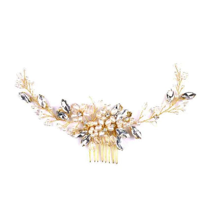 Headwear: Popular in Europe and America - Pearl Hair Comb for Wedding Gowns and Formal Attire - Decorative Diamond Hair Bun - Fa