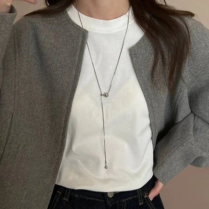 Personality Design Silver Color Stainless Steel Beaded Ball Pendant Necklace for Women Double Layer Hip Hop Rock Chokers Jewelry    Home Decor Supply | Online Retail | ShoreShopper.com