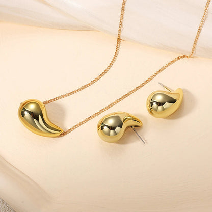 2-Piece Elegant Stylish Gold Drop Jewelry Set With High-End Earrings And Necklace Combination Suitable For Woman Daily Wear    Home Decor Supply | Online Retail | ShoreShopper.com