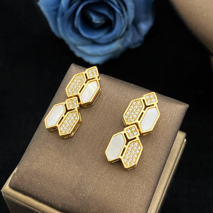 HOT  Jewelry Sets For Woman Wedding Parties Jewellery Necklace Earrings Rings Bracelets For Gift Plating18k With CZ White shell    Home Decor Supply | Online Retail | ShoreShopper.com