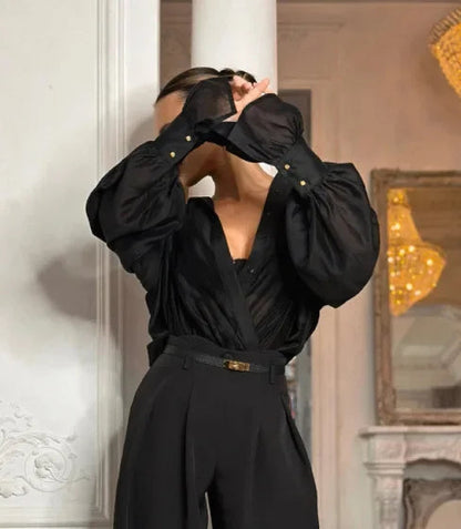 Women's Shirt Long Sleeve Turn-down Collar Sexy See-through Loose Button Women Shirts Beach Style Simple Solid Color Casual Tops    Your Coastal Marketplace | Shoreshopper.com