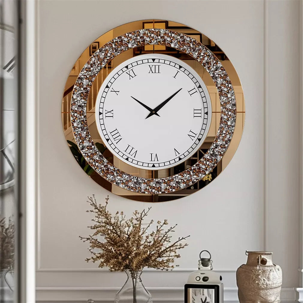 LUVODI 32inch Modern 3D Wall Clock Large Diamond Crystal Living Room Kitchen Bedroom Hall Clock with Roman Numerals    Home Decor Supply | Online Retail | ShoreShopper.com