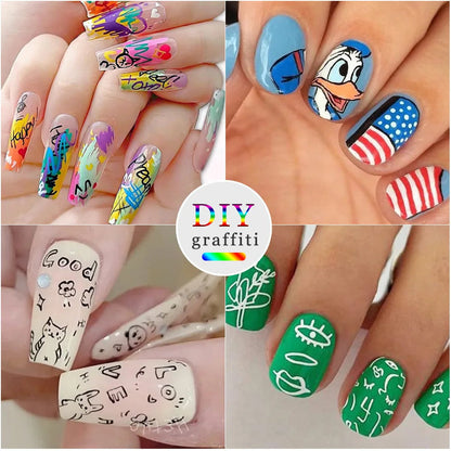 Nail Art Graffiti Pen Nail Acrylic Paint Pen Waterproof Painting Lines Pencil DIY Drawing Abstract Design Nail Accessories    Home Decor Supply | Online Retail | ShoreShopper.com