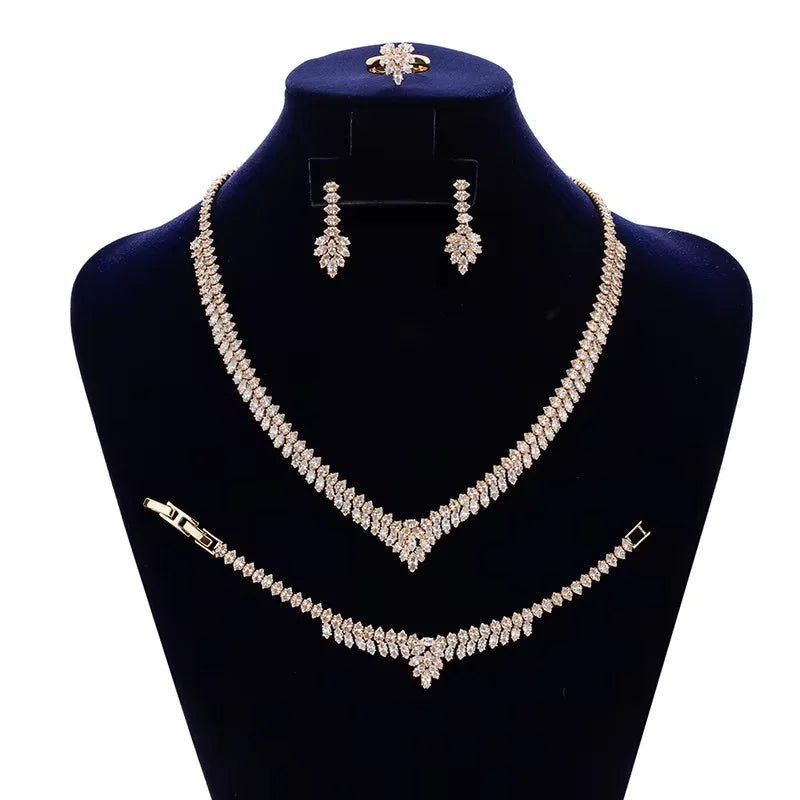 Jewelry Set HADIYANA Gorgeous Women Wedding Got Engaged Party Bridal Necklace Earrings Ring And Bracelet Set BN7840 Accessories    Home Decor Supply | Online Retail | ShoreShopper.com