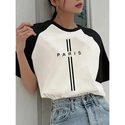 Women's Paris France Letter Print Crew Neck Short Sleeve T Shirt 90s Y2k Korean Style Tee Tops Casual Graphic T-Shirt Clothing    Home Decor Supply | Online Retail | ShoreShopper.com