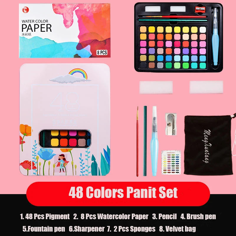 Watercolor Painting  48 Colors Solid Water Color Paint With Brush&Paper Drawing Set Art Supplies for Artists Beginner    Home Decor Supply | Online Retail | ShoreShopper.com